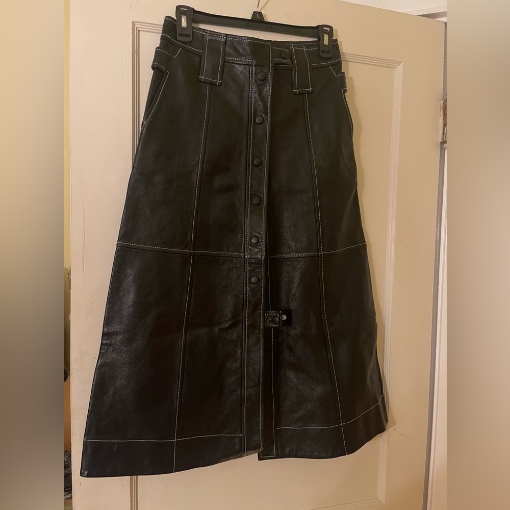 Ganni black leather skirt, size small